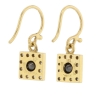 Black Diamond Gold Square Earrings