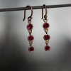 Rose Gold Ruby Triple Drop Earrings