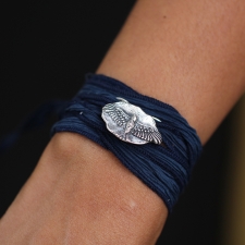 Silver Eagle Charm Silk Tie Bracelet Image