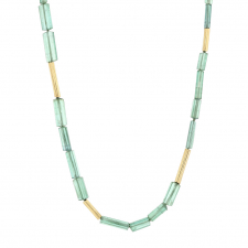Green Tourmaline Reed 14k Gold Necklace Image