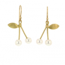 Gold Cherry Pearl Earrings Image
