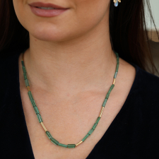 Green Tourmaline Reed 14k Gold Necklace