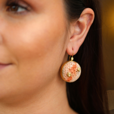 Pink Coral Drop Earrings with Diamond Barnacle Accents Image
