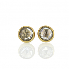 18k Yellow Gold Rose Cut Diamond Stud Earrings