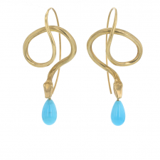 Serpent Earrings with Diamond Eyes and Turquoise Drops Image
