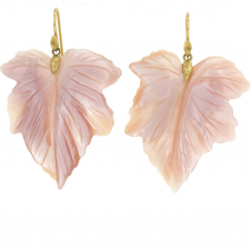 Large Pink Mother of Pearl Fancy Leaf Earrings Image