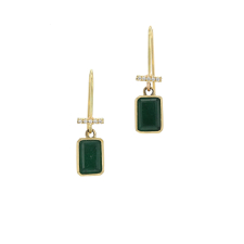 Emerald and Diamond Drop 18k Gold Earrings Image