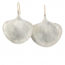 Large Sterling Silver Ginko Leaf Earrings Image
