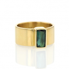 Green Tourmaline Roxy 18k Gold Cigar Band Ring Image