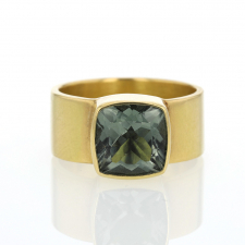 Mint Green Tourmaline Gold Cigar Band Ring Image