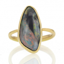 Vertical Boulder Opal Gold Black Stripe Ring Image
