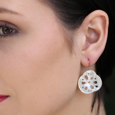 White Mother of Pearl Lotus Root Earrings Image