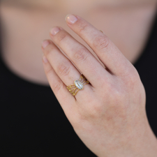 18k Gold Diamond Cicada Wing Ring Image
