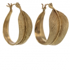 Feather 10k Gold Hoop Earrings Image
