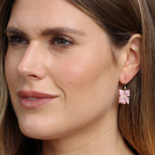 Pink Mother of Pearl Violet Blossom Earrings