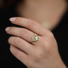 Unique Keshi Pearl and Diamond Gold Seafire Ring Image