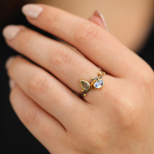 Sapphire and Diamond Blackened Silver and Gold Seafire Ring Image