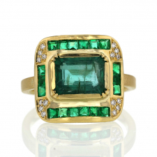 Mondrian Emerald and Diamond Shield Ring Image
