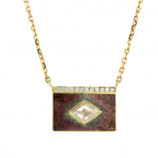 Diamond Enamel 18k Gold Necklace