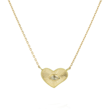 Engraved Heart Marquis Diamond Necklace Image