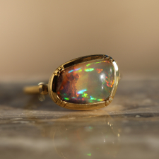 Mexican Fire Opal Ellipse 18k Gold Ring Image
