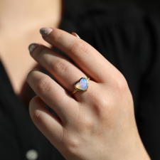 Pipe Opal Heart 18k Gold Ring
