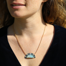 Enamel Sun Ray Boulder Opal Necklace Image