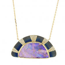 Sunrise Boulder Opal Enamel Diamond Necklace Image