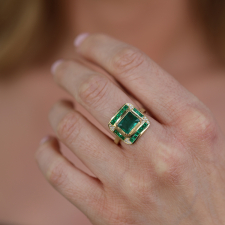 Mondrian Emerald and Diamond Shield Ring Image