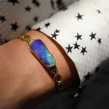 Gold Twist Boulder Opal Cuff Bracelet Image