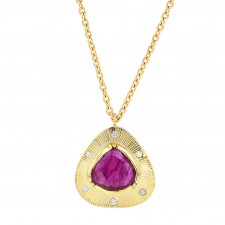 18k Gold Engraved Starlight Ruby Diamond Necklace Image