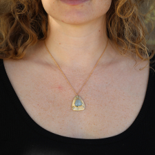 Bauhaus Aquamarine Diamond Engraved Necklace Image