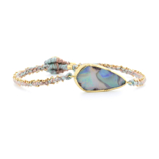 Hand Woven Opal Ellipse Silk Gold Bracelet Image
