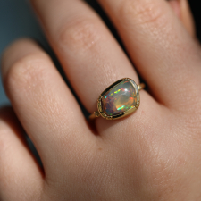 Mexican Fire Opal Ellipse 18k Gold Ring Image