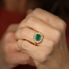 Emerald and Diamond Crown Ring