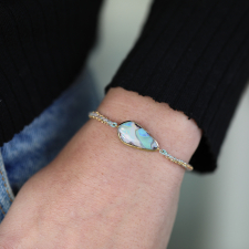 Hand Woven Opal Ellipse Silk Gold Bracelet Image