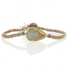 Boulder Opal Ellipse Halo Silk Gold Bracelet 12 Image