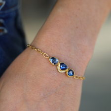 Triple Orbit Halo Blue Sapphire Bracelet Image