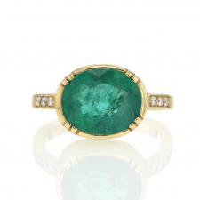 Emerald Orbit 18k Gold Oval Ring