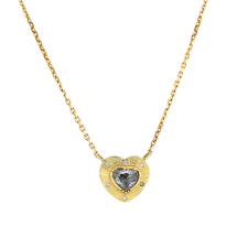 Engraved Heart Rustic Diamond 18k Necklace Image