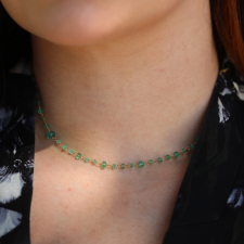 Faceted Emerald Bead Gold Necklace Image