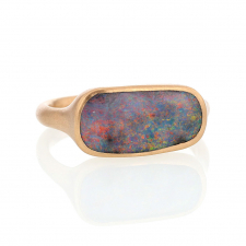 Small Rectangular Australian Boulder Opal Rose Gold Ring Image
