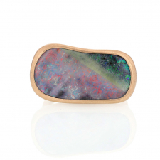 Galaxy XL Rectangular Boulder Opal 18k Rose Gold Ring Image