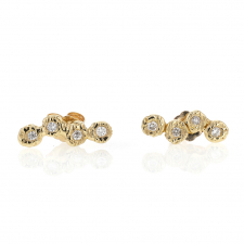 Four Diamond in Gold Bezel Post Stud Earrings