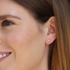 Gold Textural Triangular Post Stud Earrings with Diamonds