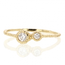 Gold Etched Band with Two Diamonds
