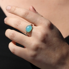 Silver and Gold Aqua Chalcedony Ring Image