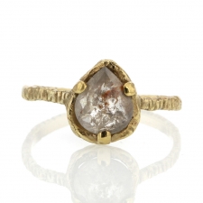 Raw Diamond Pear Gold Ring Image