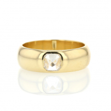Square Rose Cut Diamond 18k Gold Gypsy Band Ring Image