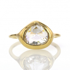 Pear Antique Rose Cut Diamond 18k Gold Carved Ring Image